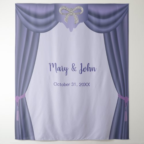 Purple Blue Diamond Bow Wedding Photo Backdrop