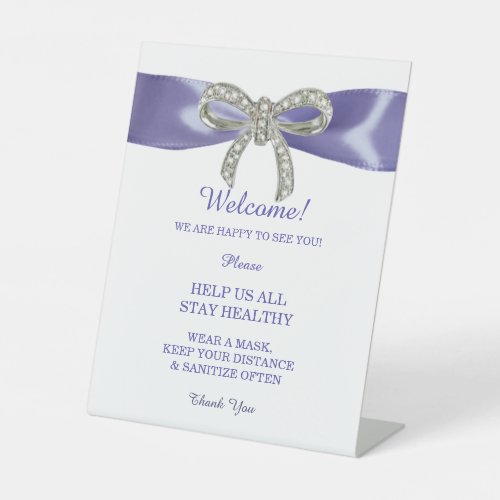 Purple Blue Diamond Bow Wedding Safety Sign