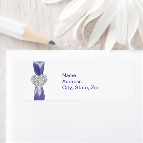 Purple Blue Diamond Heart Address Labels