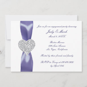 Purple Blue Diamond Heart Engagement Party Invitation
