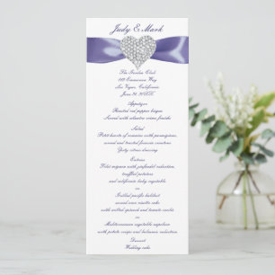 Purple Blue Diamond Heart Wedding Menu Card