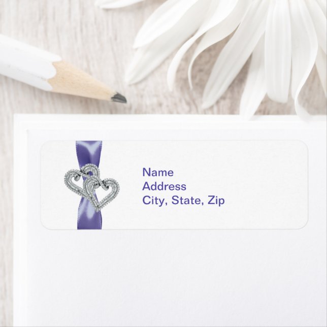 Purple Blue Diamond Hearts Address Labels (Insitu)