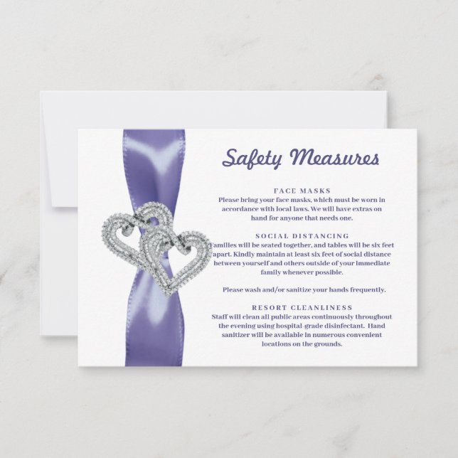 Purple Blue Diamond Hearts Safety Measures Invitation (Front)