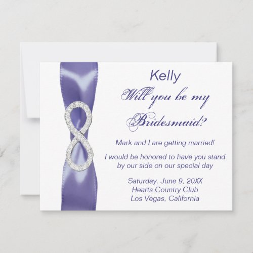 Purple Blue Diamond Infinity Bridesmaid Card