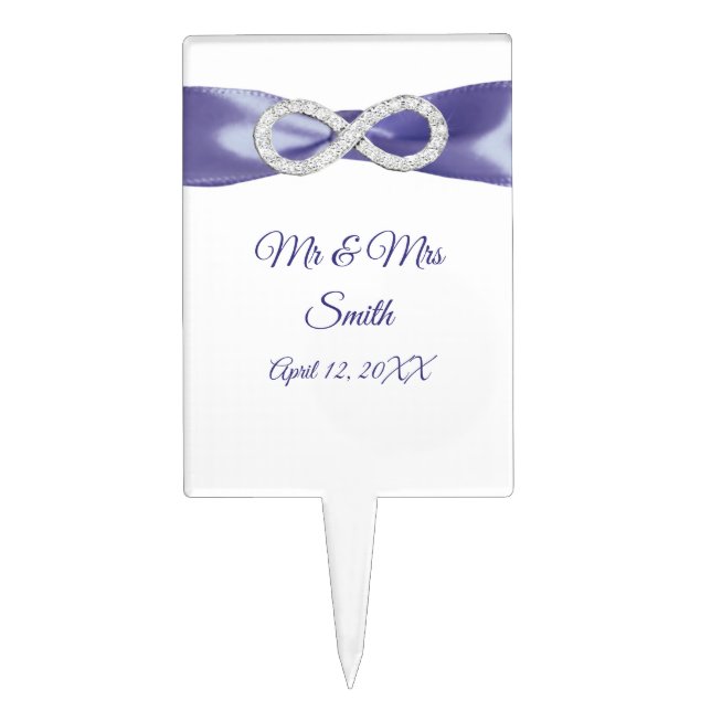 Purple Blue Diamond Infinity Wedding Cake Topper (Front)