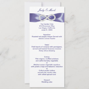Purple Blue Diamond Infinity Wedding Menu Card