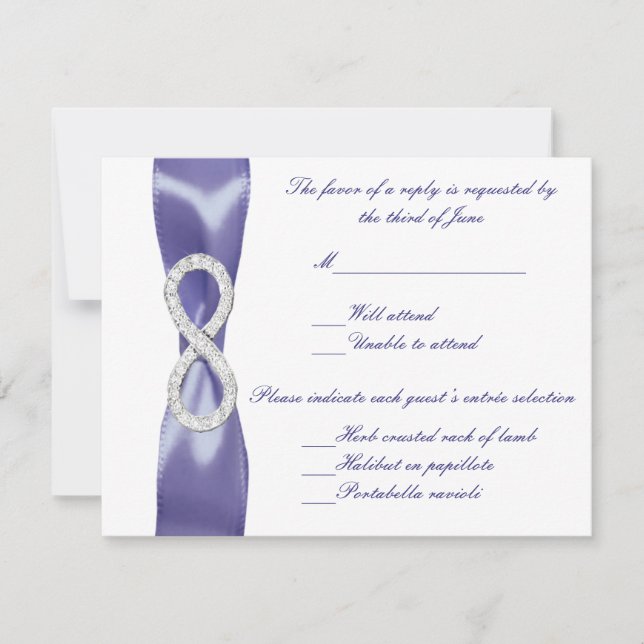 Purple Blue Diamond Infinity Wedding Response Card (Front)