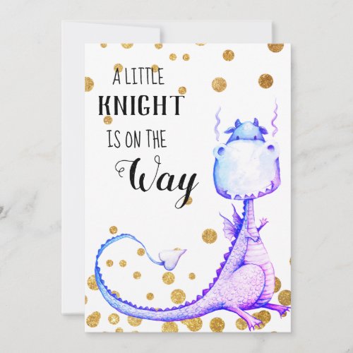 *  Purple  Blue Dragon Baby Boy Shower Invitation