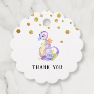 * Purple Blue Dragon Baby Shower Cute Thank You Favor Tags