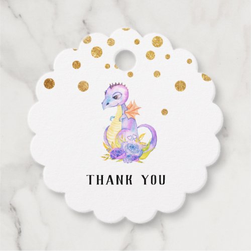 * Purple Blue Dragon Baby Shower Cute Thank You Favor Tags