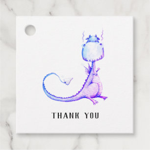 * Purple Blue Dragon Cute Baby Shower Thank You Favor Tags