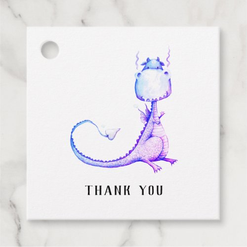  Purple Blue Dragon Cute Baby Shower Thank You Favor Tags