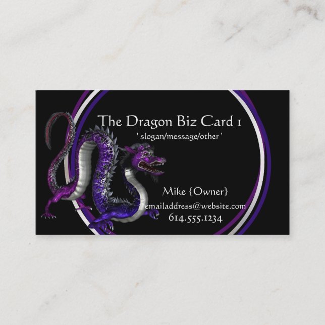 Purple & Blue Dragon Fantasy Business Card (Front)