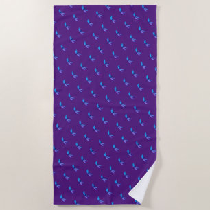 Purple, Blue Dragonfly Beach Towel