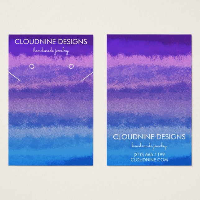 Purple Blue Earring Necklace Jewelry Display Card (Front & Back)
