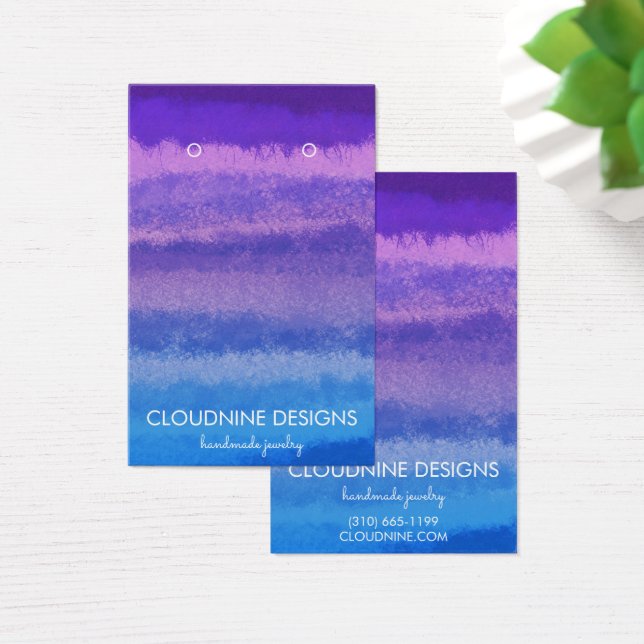 Purple Blue Earring Necklace Jewelry Display Card (Desk)