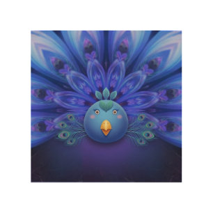 Purple & Blue Electric Peacock Mandala Tote Wood Wall Art