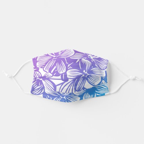 Purple Blue Fade Hydrangea Flower Floral Pattern Adult Cloth Face Mask
