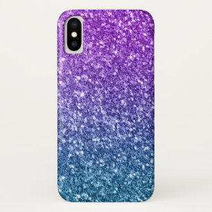 Purple & Blue Faux Glitter iPhone X Case