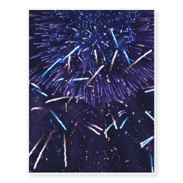 purple blue fireworks temporary tattoos (Front)