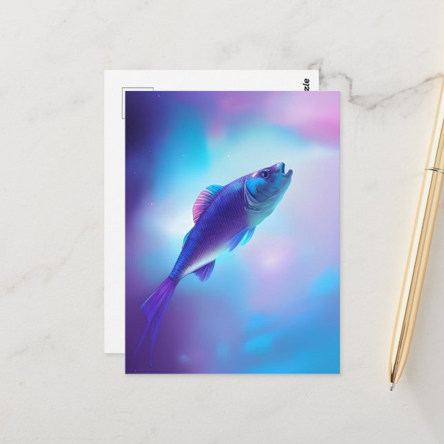 Purple & Blue Fish Postcard (Front/Back In Situ)