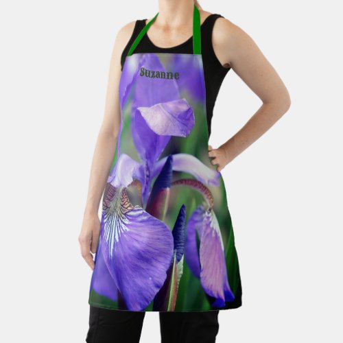 Purple Blue Flag Iris Flower Personalized Apron