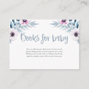 Purple Blue Floral Books for baby Baby Shower Card