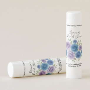 Purple Blue Floral Bridal Shower Lip Balm Favors