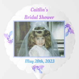 Purple & Blue Floral Bridal Shower Photo Balloon