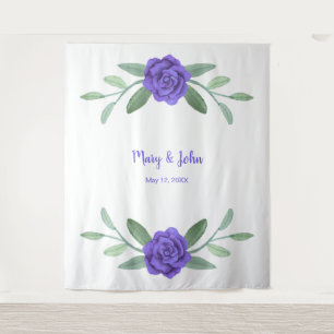 Purple Blue Floral Greenery Foliage Photo Backdrop