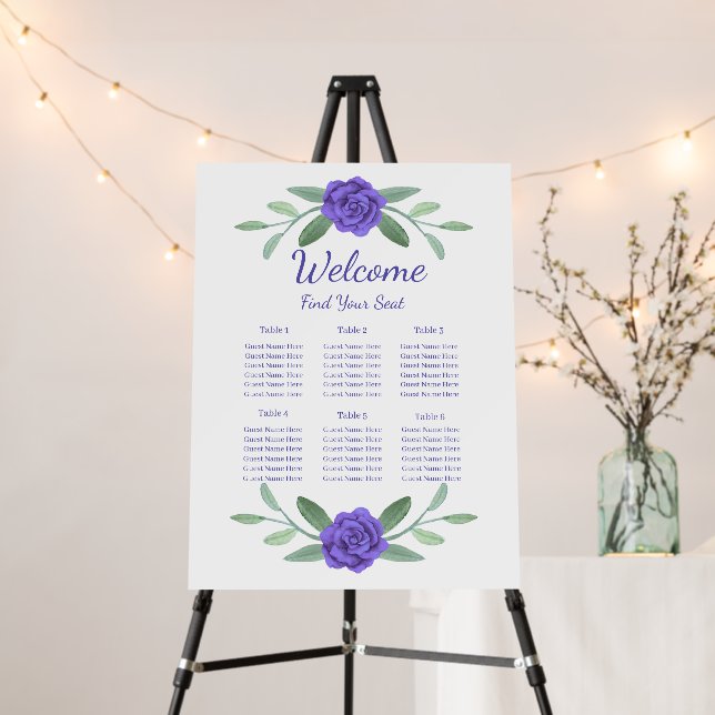 Purple Blue Floral Greenery Foliage Seating Foam Board (In Situ (Stand))
