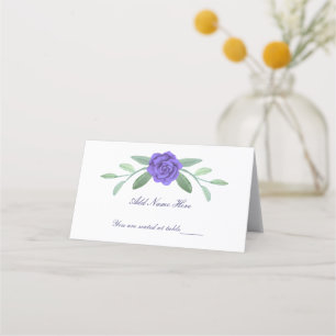 Purple Blue Floral Greenery Foliage Table Place Card