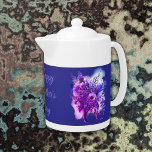 Purple & Blue Floral Happy Mother's Day | Tea Pots Teapot<br><div class="desc">Elegant and simple,  blue and purple floral watercolour  with Happy Mother's Day in lilac elegant text for you to customize as you choose.</div>