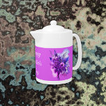 Purple & Blue Floral Happy Mother's Day | Tea Pots Teapot<br><div class="desc">Elegant and simple,  blue and purple floral watercolour  with Happy Mother's Day in white elegant text for you to customize as you choose.</div>