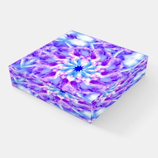 Purple Blue Floral Mandala Glass Paperweight