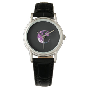 Purple Blue Floral Monogram C Watch