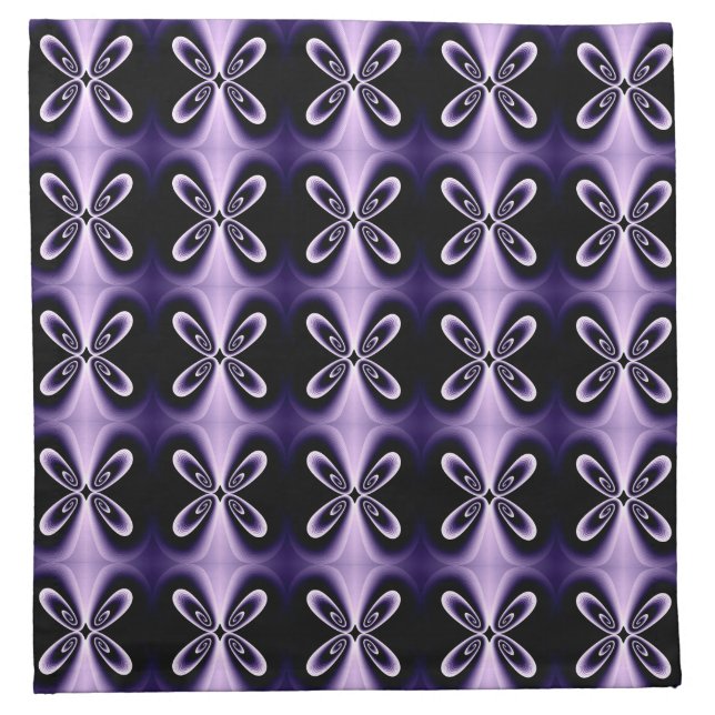 Purple Blue Floral Petal Digital Pattern Cloth Napkin (Front)