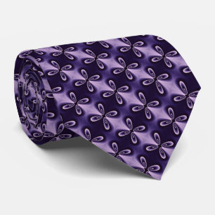 Purple Blue Floral Petal Digital Pattern Neck Tie