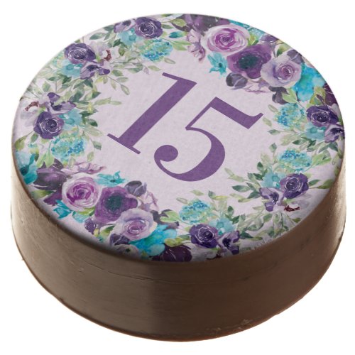 Purple Blue Floral Quinceaera 15th Birthday Chocolate Covered Oreo