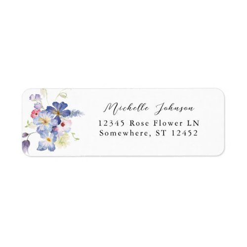 Purple Blue Floral Return Address Label
