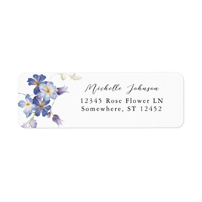 Purple Blue Floral Return Address Label 2 (Front)