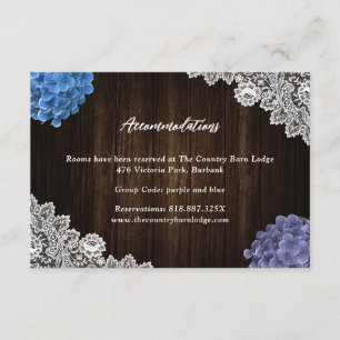 Purple Blue Floral Wedding Hotel Accommodation Enclosure Card