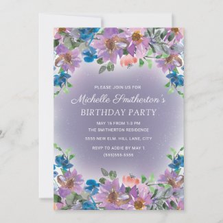 Purple Blue Floral Women's Birthday