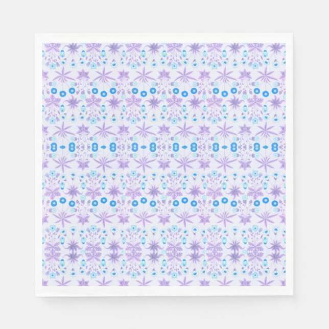Purple Blue Flower Pattern Napkins (Front)