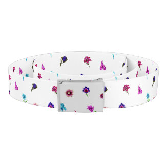 Purple & Blue Flower Print, Modern Floral Print Belt