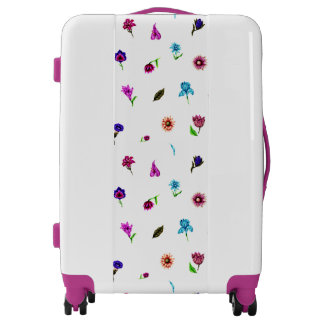 Purple & Blue Flower Print, Modern Floral Print Luggage