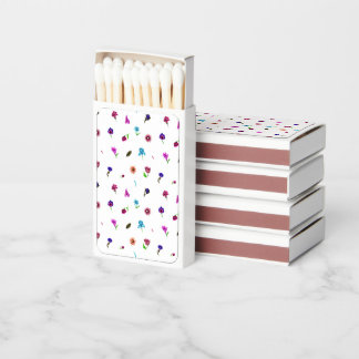 Purple & Blue Flower Print, Modern Floral Print Matchboxes