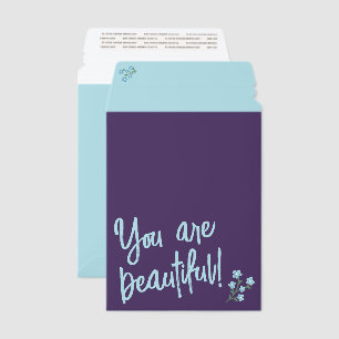 Purple Blue Flower You Are Beautiful Your Logo Envelope Mailers