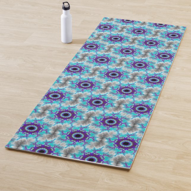 Purple Blue Fractal Pattern Yoga Mat (In Situ)
