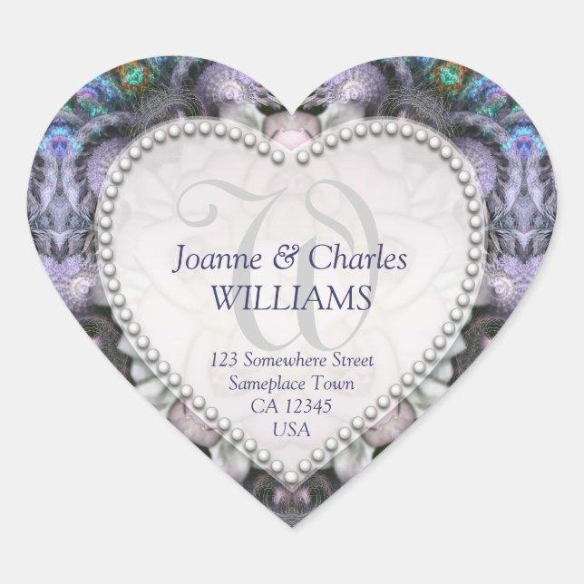 Purple Blue Fractals Fairy tale Wedding Stickers (Front)